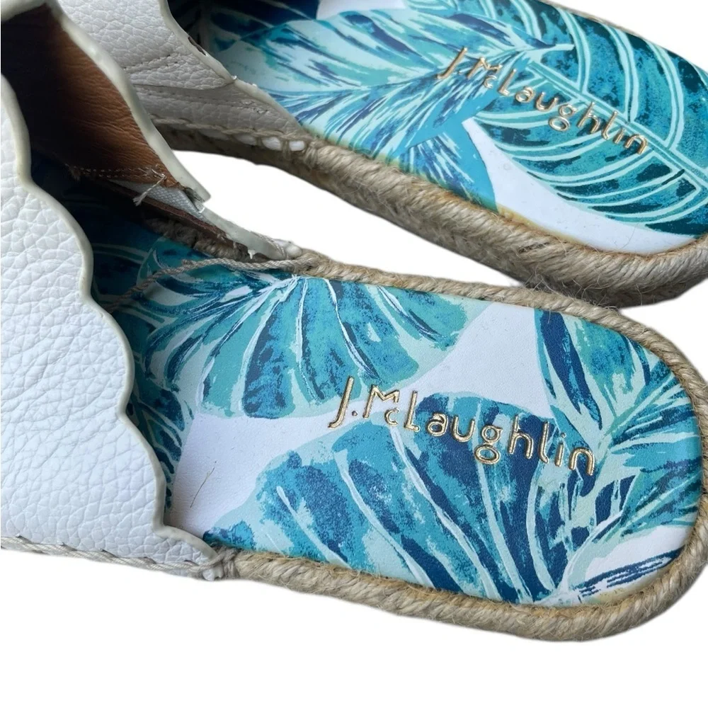 J. Mclaughlin Pebbled Leather Aires Slides Tropical Espadrille Sandals Shoes 7M